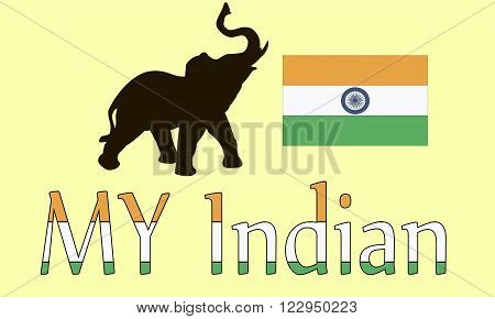 Subjects Indian elephant and the national flag vector illustration