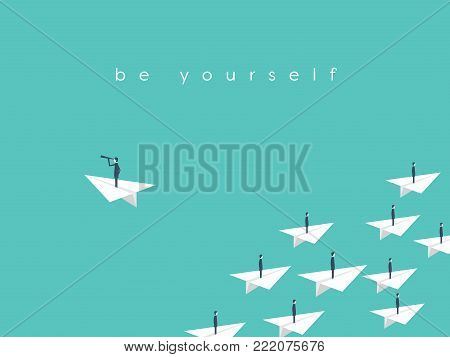 Stand out from the crowd, be yourself business concept. Symbol of vision, talent, individuality, unique skills, success. Eps10 vector illustration.