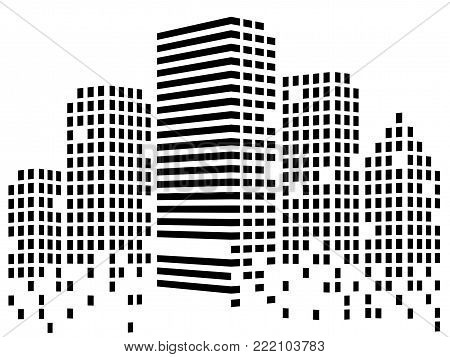 Abstact city of skyscrapers. Silhouette of megacity. Vector background