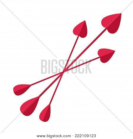 Bunch of Cupid arrows.festive attribute of St. Valentine's day, February 14.set of arrows of Cupid, vector icon illustration isolated layers on a white background.