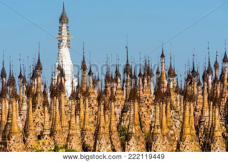 Kakku pagodas are nearly 2500 beautiful stone stupas hidden in a remote area of Myanmar not very far from the lake Inle. This sacred place is on the territory of the PaO people. Shan state, Myanmar