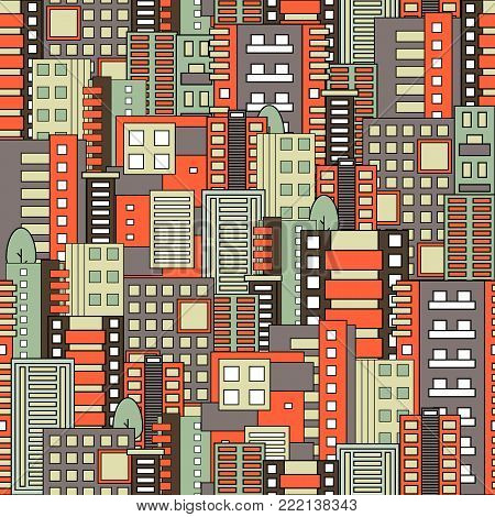 Residential district seamless pattern. Modern flat design style.