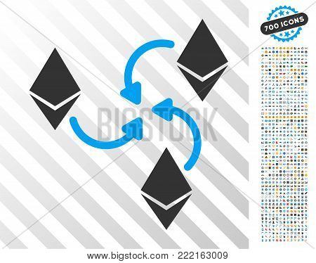 Ethereum Mixer Swirl pictograph with 7 hundred bonus bitcoin mining and blockchain clip art. Vector illustration style is flat iconic symbols design for blockchain apps.