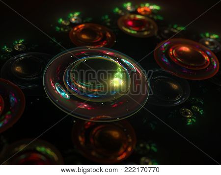 Abstract  Crystalline Disk Background   - Fractal Art