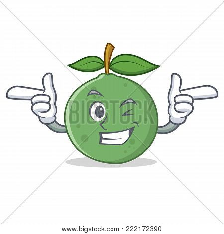 Wink guava character cartoon style vector illustration
