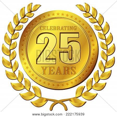 Illustration of anniversary celebration gold icon design