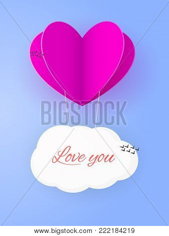Aerial love leaflet with paper heart and clod