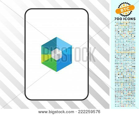 Raiblocks playing card icon with 700 bonus bitcoin mining and blockchain design elements. Flat vector style for gambling and crypto-currency apps.