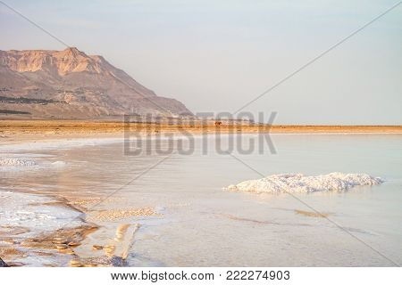 Salty Coast Of The Dead Sea.