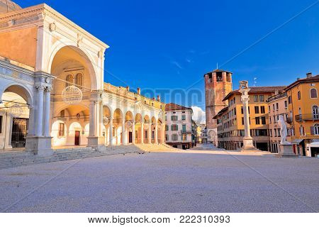Ancient Italian Square Arches And Architecture In Town Of Udine