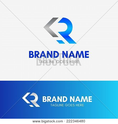 Letter R Arrow Logo template element symbol in blue color