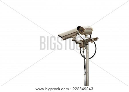 CCTV camera is installed on steel tower. everything insight camera eyes.