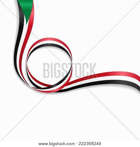 Sudan flag wavy abstract background. Vector illustration.