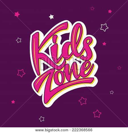 Kids zone banner design with lettering. Vector illustration.