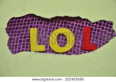 word lol on an abstract colored background