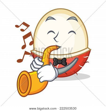 With trumpet rambutan mascot cartoon style vector illustration