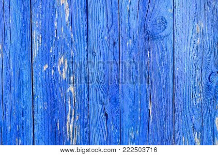 Aged blue wooden texture. Natural wood boards background.