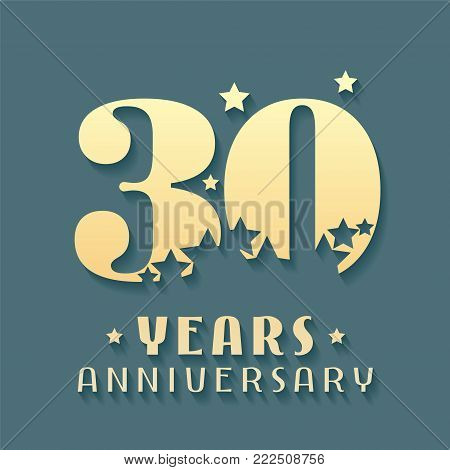 30 years anniversary vector icon, symbol, logo. Graphic design element for 30th anniversary birthday card