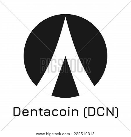 Vector illustration crypto coin icon on isolated white background Dentacoin (DCN). Name of the crypto currency and the short trade name on the exchange. Digital currency