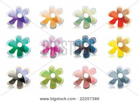 Set di icone (pulsanti) di fiore