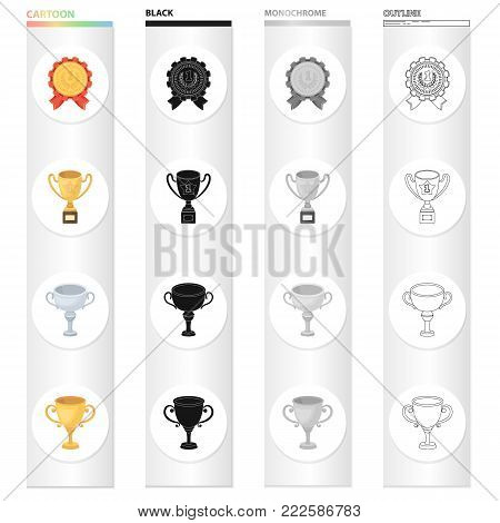 Trophy, prize, meed, and other  icon in cartoon style.Award, cup, medal, icons in set collection.