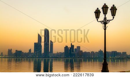 Abu Dhabi corniche skylins in united arab emirates