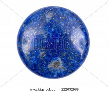Lapis lazuli coin from Pakistan isolated on white background