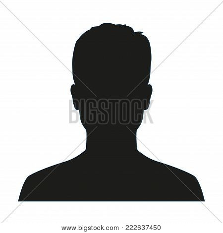 Man avatar profile. Male face silhouette or icon isolated on white background. Vector illustration.