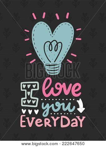 Vector scandinavian lettering poster. Creative typography card with phrase. Romantic text.