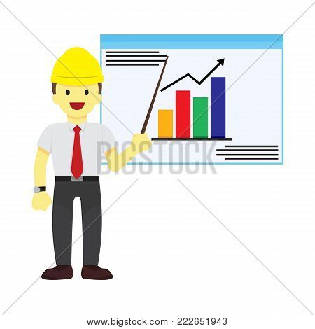 Worker Explaining Statistic Vector Illustration Graphic Design