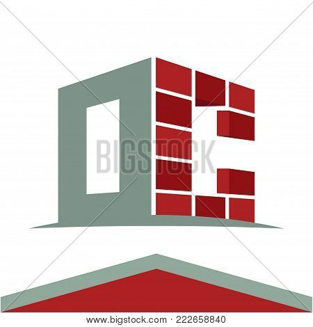 Icon logo for construction business with initials combination of letters O and C