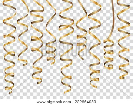 Curly ribbons set on transparent background. Stock vector illustration