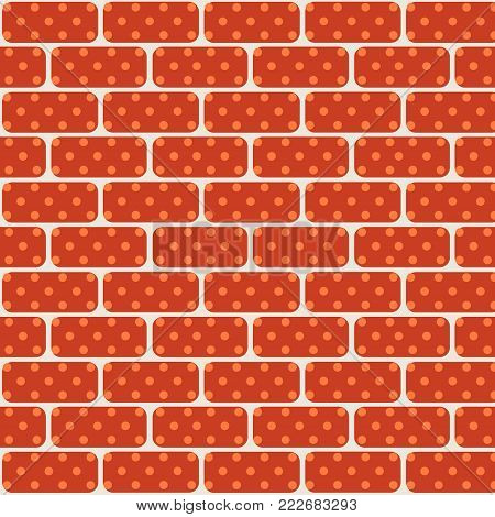 Red and brown bricks are seamless. Fen wall of the house. Vector illustration pop art