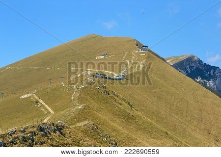 Monte Baldo. Italy. Walking One-day Hikes Through Narrow Stony Paths.