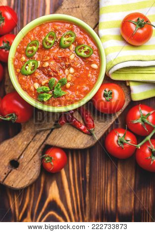 Indian Tomato Rasam With Lentil, Mint, Cilantro And Cashew