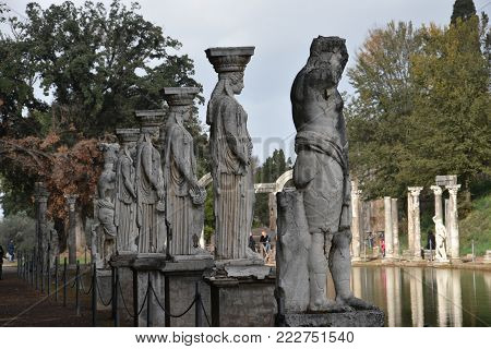 The Canopus Canal in Hadrian's Villa, Tivoli, Italy,November 26th, 2017