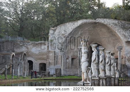 The Canopus Canal in Hadrian's Villa, Tivoli, Italy,November 26th, 2017