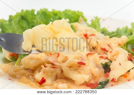 Thai Chicken Leg Salad & Spices on plate