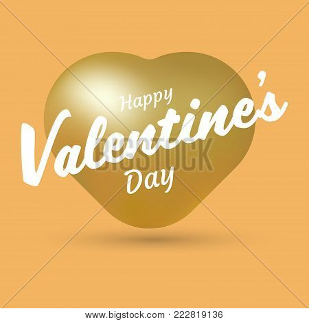 Happy valentine's Day Heart Balloon White greeting text, Love and Valentine's Day concept, Vector illustration