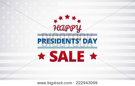 Presidents Day Sale vector banner background - red and blue typography on white background