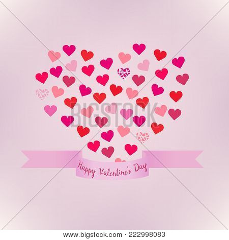 Valentine's Day greeting card with big heart and and inscription 