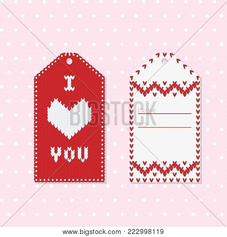 Valentine Gift Tags with heart in Red and White. Perfect for decorating wishes, holiday greeting cards, presents