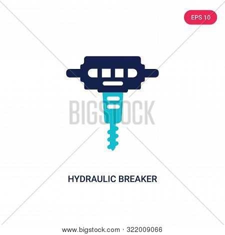 hydraulic breaker icon in two color design style.