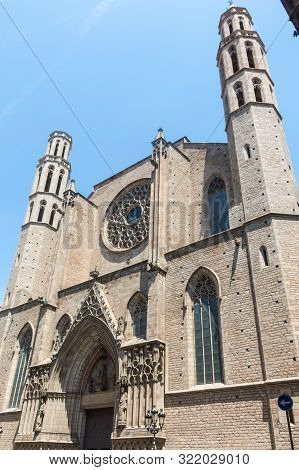 The Santa Maria Del Mar Church, In The Ribera District Of Barcelona, Built Between 1329 And 1383, As