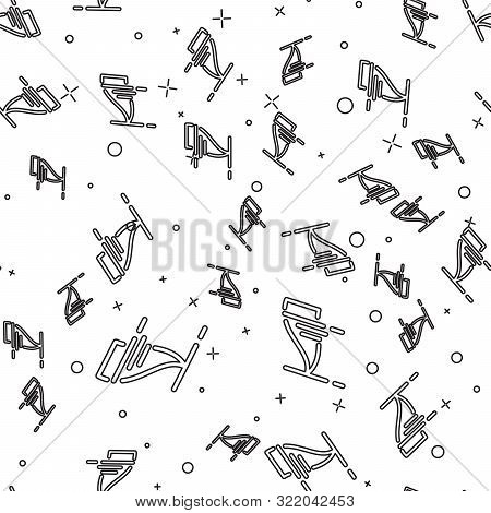 Black Line Tornado Icon Isolated Seamless Pattern On White Background. Cyclone, Whirlwind, Storm Fun