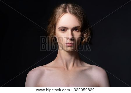 Portrait Of A Young Attractive Man. Androgyn Model.