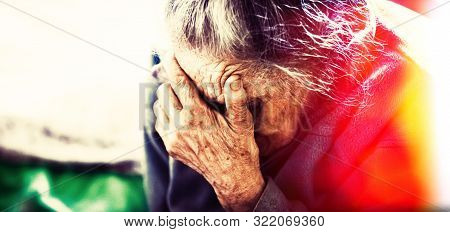 Very Old Woman Closeup Portrait.
