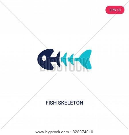 fish skeleton icon in two color design style.