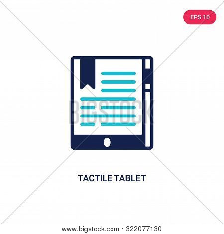 tactile tablet icon in two color design style.
