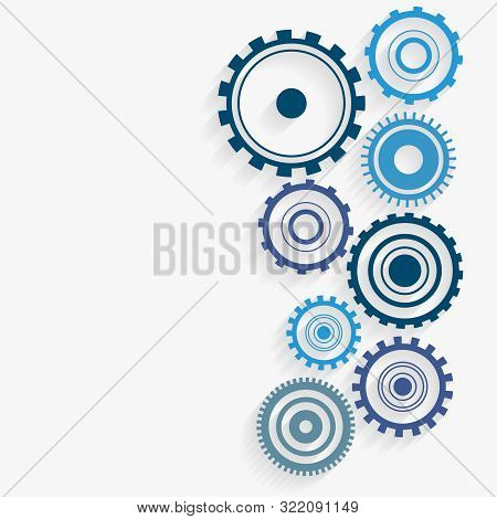 Blue Gears Industrial Background Design Vector Illustration